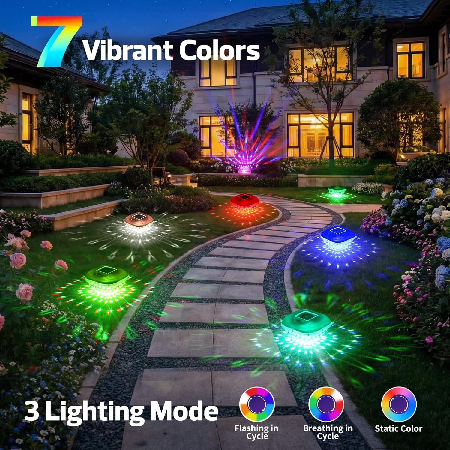 Floating Pool Lights Solar w/ 9 Dynamic Lighting, RGB Color Changing Solar Pool Lights That Float, IP68 Waterproof Floating Light for Hot Tub,Bath,Pond, Holiday Outdoor Garden Party Decor(2)