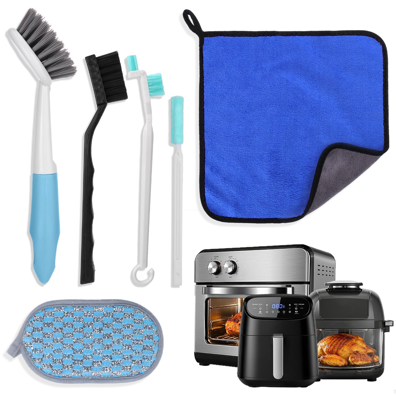 air fryer cleaning tools kit soft sponges microfiber cloths nylon brushes