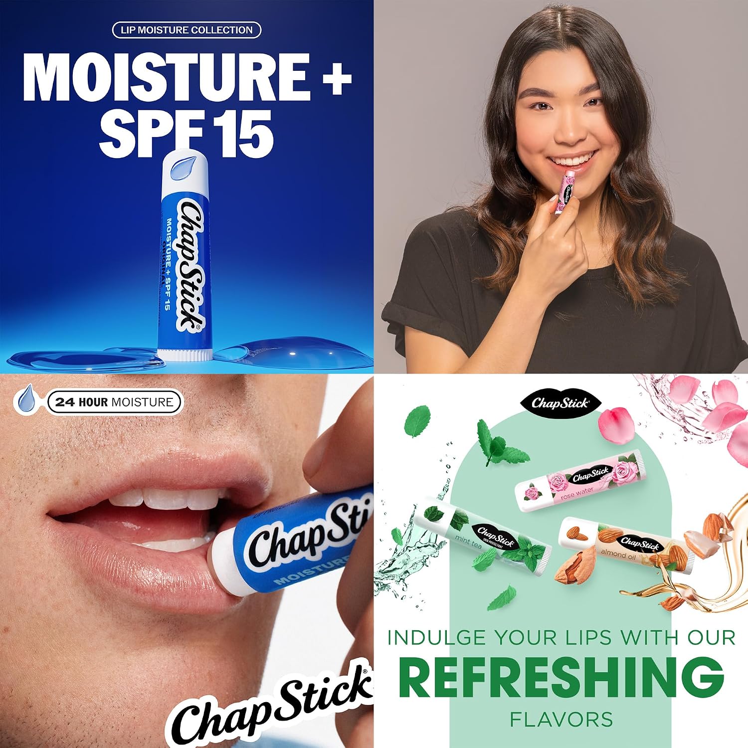 ChapStick Lip Balm Set, SPA Collection + 2 Moisture SPF 15, 0.15 Oz Ea image 2