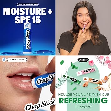 ChapStick Lip Balm Set, SPA Collection + 2 Moisture SPF 15, 0.15 Oz Ea