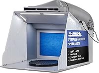 Vista 1 de Master Airbrush Kit de Cabina de Aerógrafo Portátil con Ventiladores de Escape Duales, 4 Luces LED, Mesa Giratoria y Manguera de Extensión, Cabina