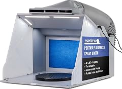 Master Airbrush Portable Hobby Airbrush Paint Spray Booth Kit with 4 LED Lights, Turntable - Powerful Dual Exhaust Fans with Filter & Extension Hose - Painting Projects, Models, Arts, Crafts, Cakes