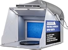 Portable Airbrush Spray Booth Kit with Dual Exhaust Fans, 4 LED Lights, Turntable & Extension Hose, 16