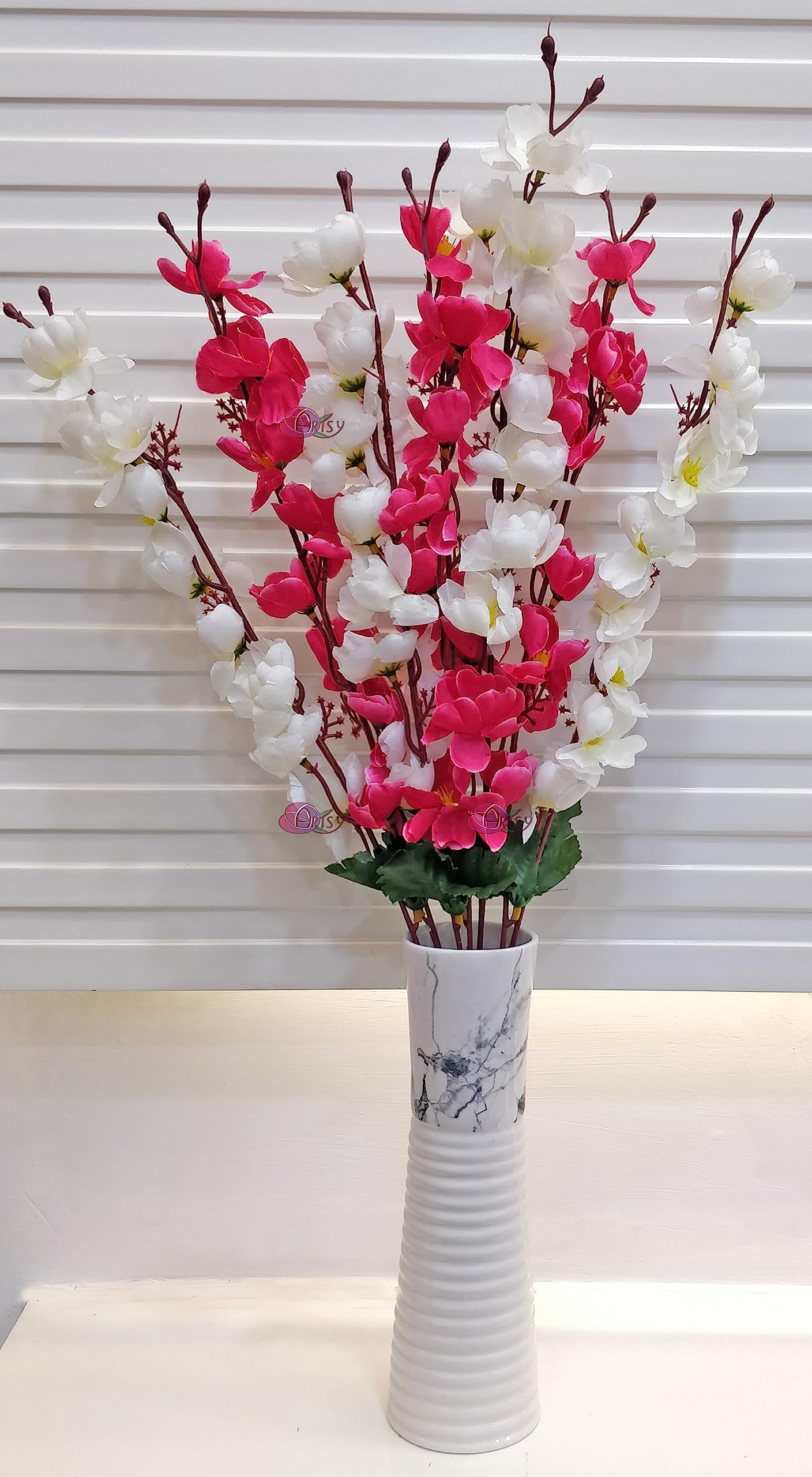 Artificial Flowers for Decoration, Cherry Blossom Flower Bunch, for vase, Pot Filler, 22 inches Height, Home Decor, Office Decor, Without Vase, White Pink, 1 Piece (B0C7HB8V83) Amazon Price History, Amazon Price Tracker