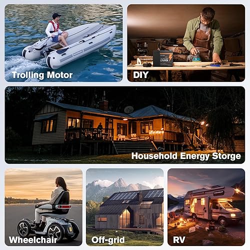 Miniatura 8 de Batería de litio LiFePO4 de 12 V y 100 Ah para RV, barco, motor de arrastre  Tamaño mini, BMS de 100 A integrado, más de 4000 ciclos, ligera, fuera