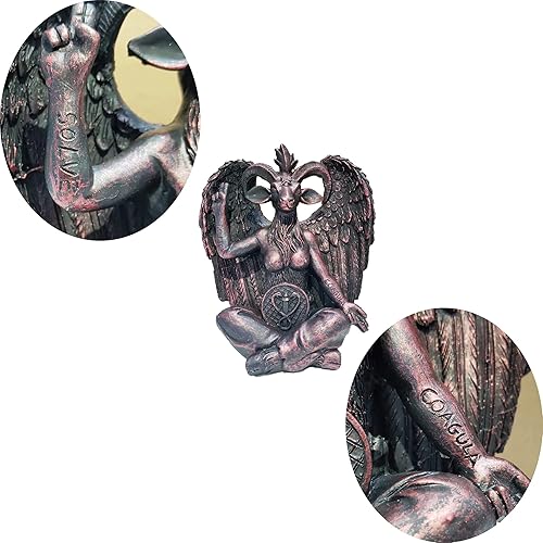 Miniatura 4 de SKTY Estatua de Baphomet de 7 pulgadas de alto, Satán Lucifer Cthulhu Mendes, escultura de cabra sabática, decoración religiosa