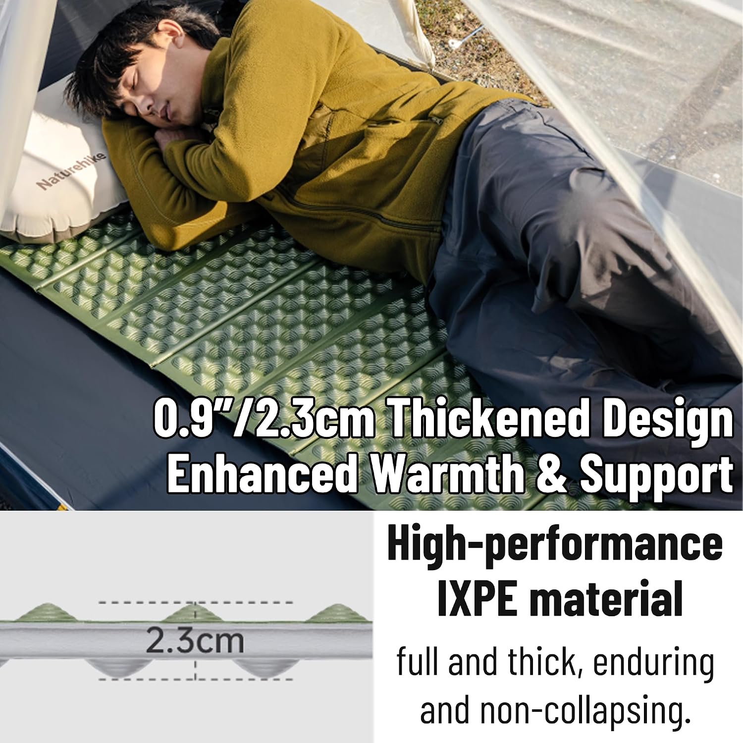 Naturehike Ultralight Foam Sleeping Pad - R1.8/R2.6/R3.0 Closed Cell Mattress, Thick Portable Folding Mat for Backpacking, Waterproof & Compact for Hiking, Travel Car Camping