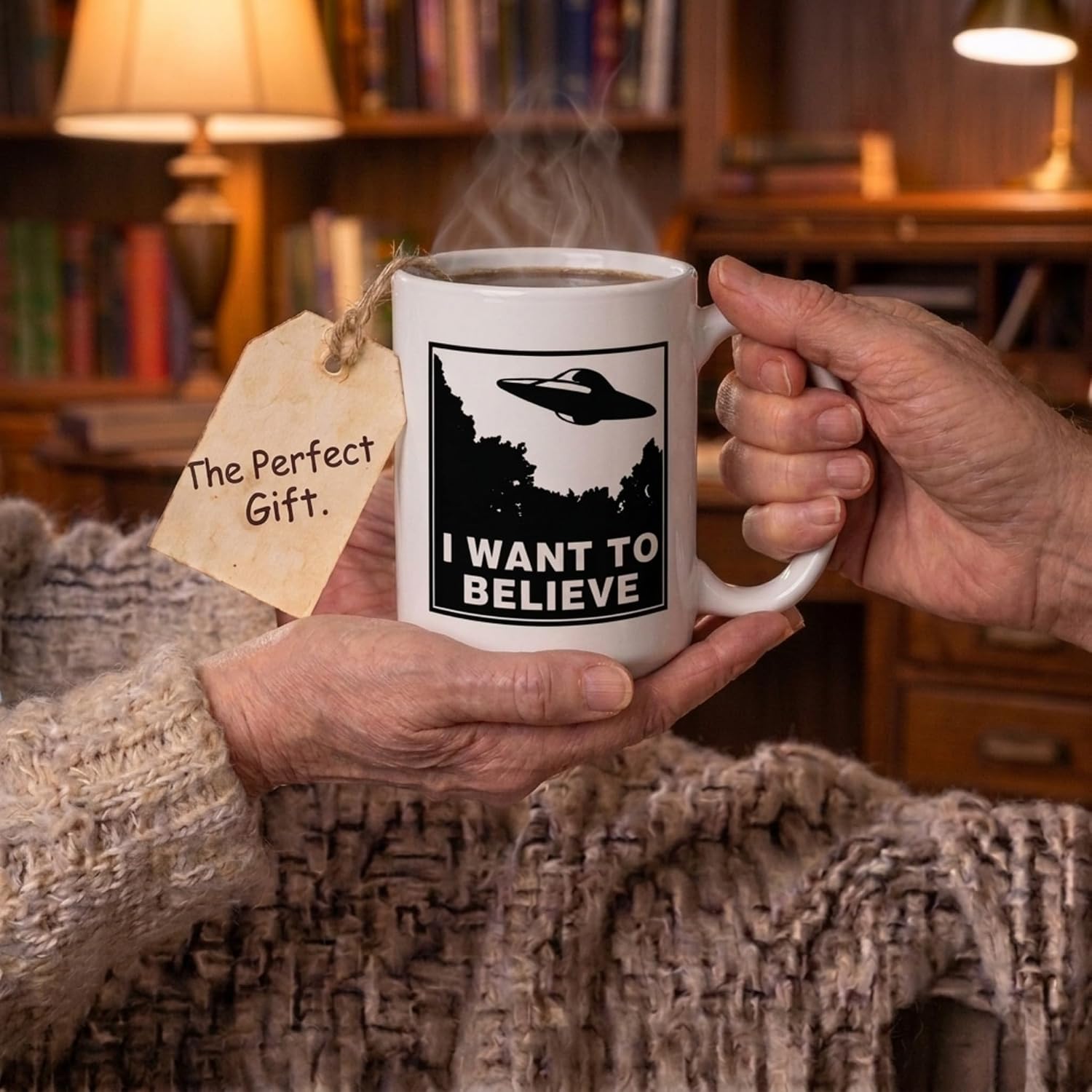 Artisan Owl I Want to Believe UFO Mug - 15oz Funny Alien Tea & Coffee Cup for Sci-Fi Space Extraterrestrial Fans image 5