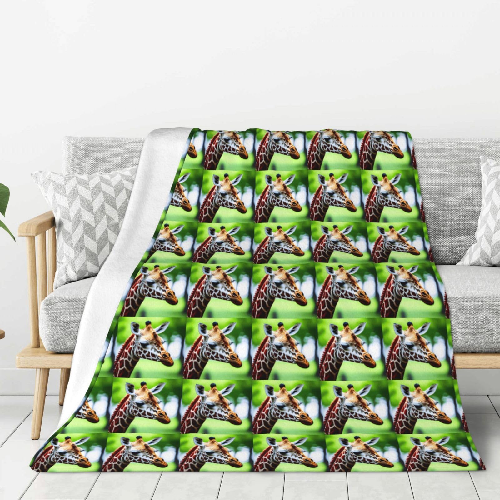 Grande couverture douce style girafe en textile premium d'ameublement