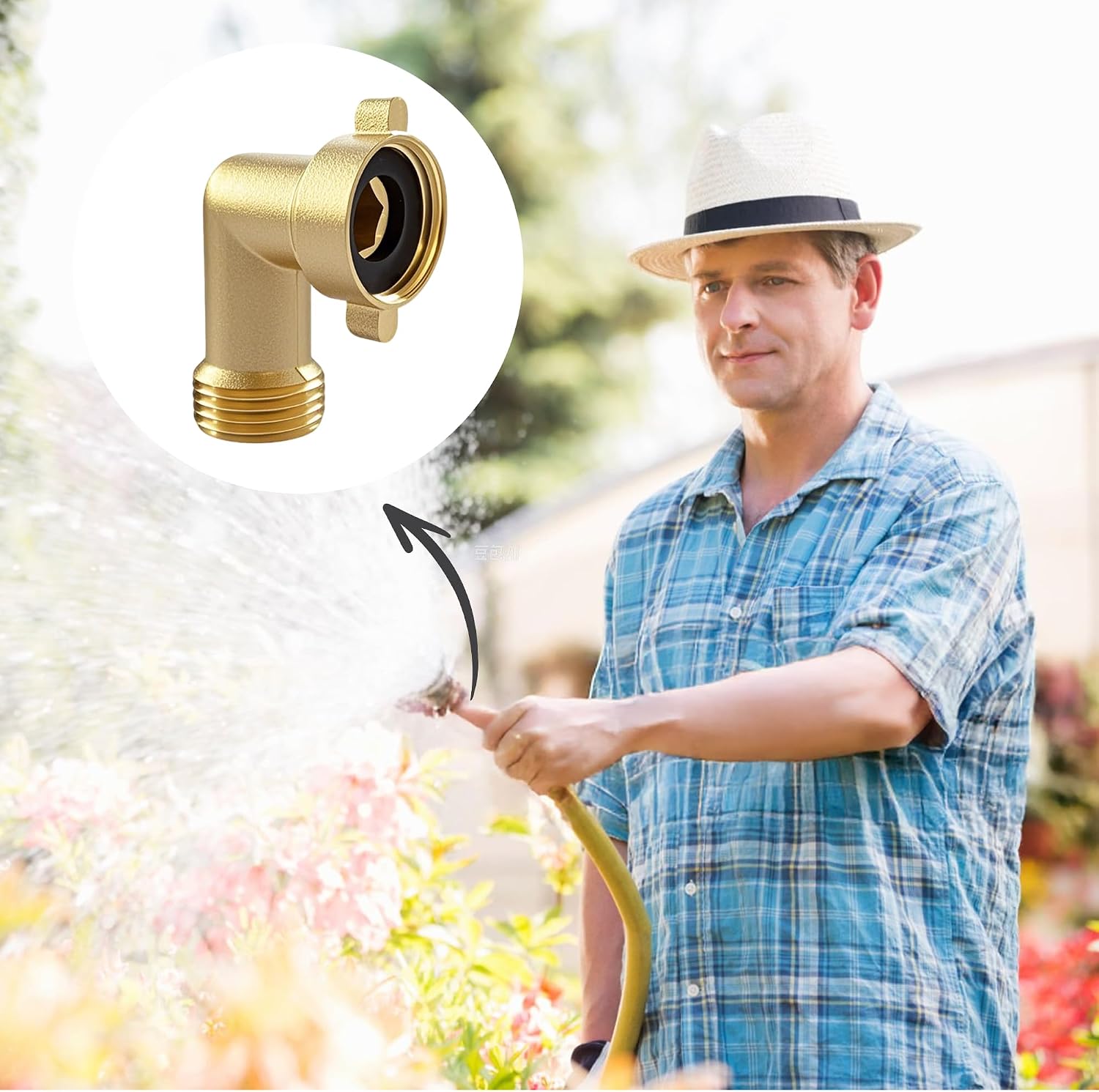 90-Degree Hose Elbow Connector, Durable Brass Design for RV Water Hoses and Outdoor Faucets, Easy Grip for Effortless Handling, Perfect for Home and RV Applications (1 Pcs)