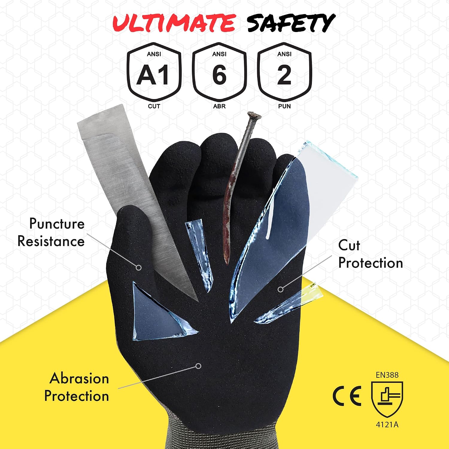 Quest Protective Apparel Cut Resistant Work Gloves (ANSI A1) – Lightweight Graphene Gloves for Gardening,DIY, Mechanical & General Handling – Breathable Grip Gloves for Men & Women – Small, Case of 72