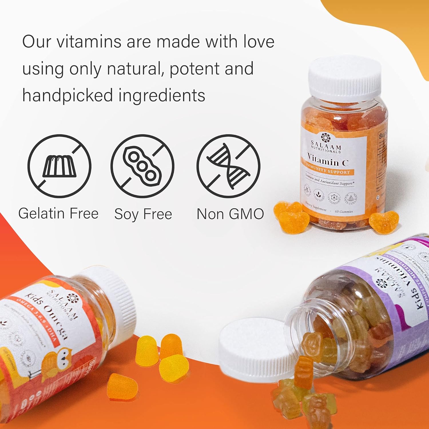 Salaam Nutritionals - Vitamin Pack, Omega 3 + Dha for Kids, Multivitamins for Kids, Vitamin C, Vitamin Gummies Bundle, 3 Packs
