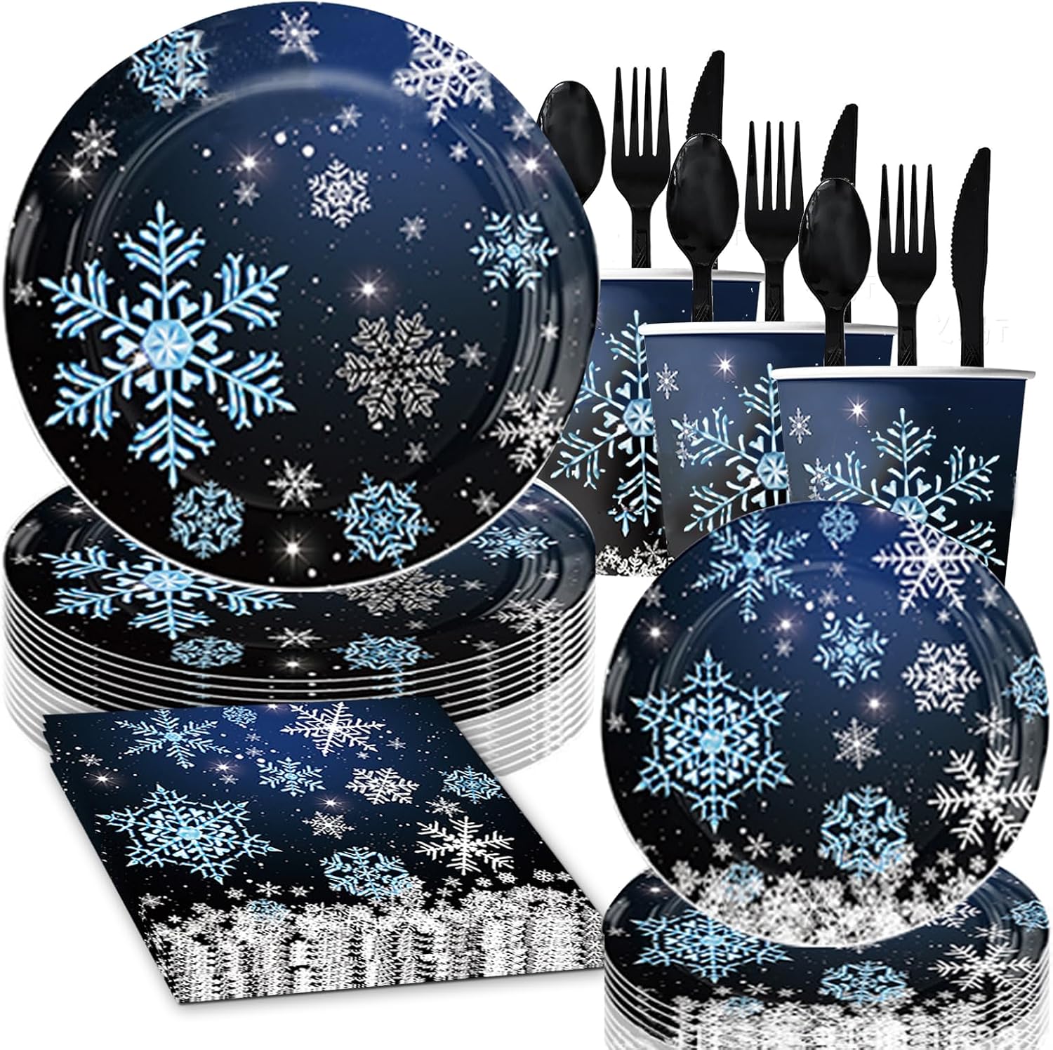140pcs Snowflake Birthday Party Supplies, Snow Tableware