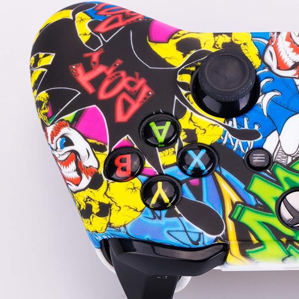 Yorha Impresión Caucho de Silicona Funda Skin Case Carcasas Piel para Xbox One S/X Mando Controller x 1 (Calavera comica) con Agarres para el Pulgar Thumb Grip Pro x 8 - 5