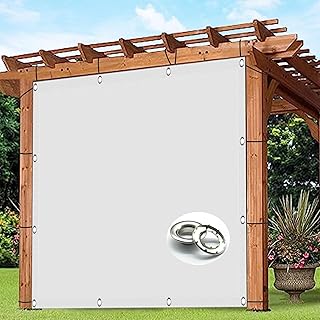 Toldo impermeable de 4,5 x 5 m, protección UV, resistente al desgarro, para exteriores, con cuerdas de apoyo, para balcón, jardín, patio, color blanco