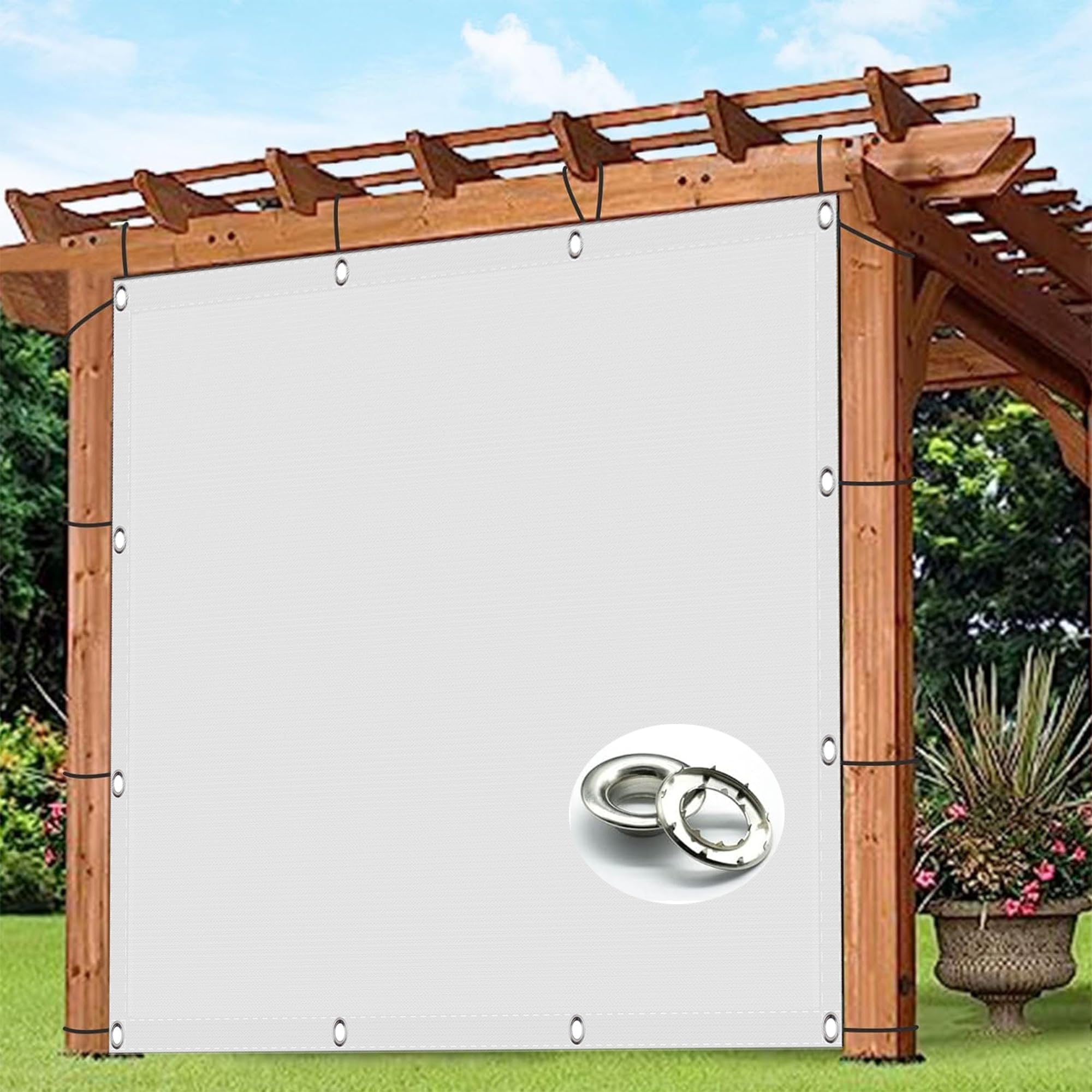 GLDYTVF Outdoor Garden Party Sunshade Waterproof Sunscreen Awnings Water resistant Protection Weather Resistant Durable 4m x 1m White