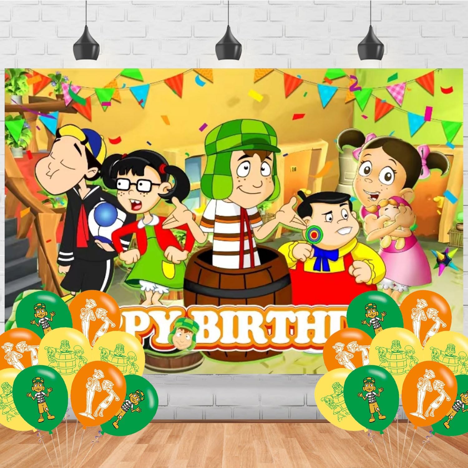 El Chavo Del Ocho Birthday Party Backdrop, El Chavo Del Ocho Birthday Party Decoration,El Chavo Del Ocho Happy Birthday Banner Shoot Photo Backgrounds Props for Boys and Girls Party 5x3ft