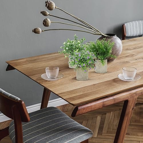 Miniatura 4 de ROBOPOWER Plantas de flores artificiales, paquete de 3 mini plantas de plástico, flores de hierba verde fresca falsa en maceta gris para decoración