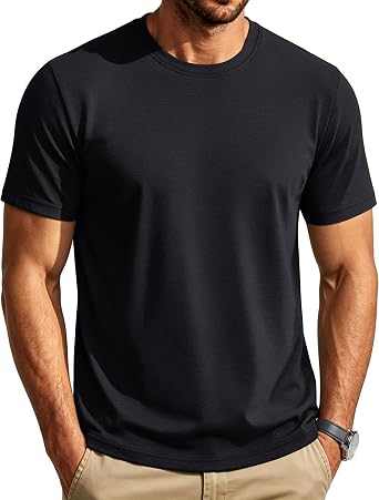 Cotrasen Mens T-Shirts Short Sleeve Cotton Crew Neck Lightweight Moisture Wicking Casual Soft Basic Plain Tee Shirts
