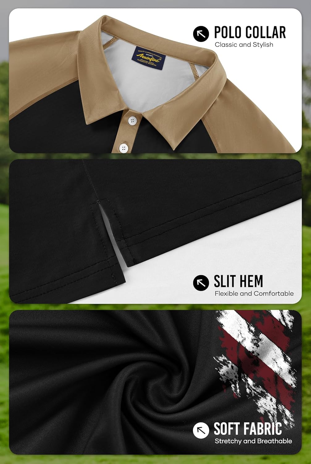 Mainfini Men's Short Sleeve Golf Shirts UPF 50+ Raglan Patriotic American Graphic Polo Shirt (S-3XL) - Image 6