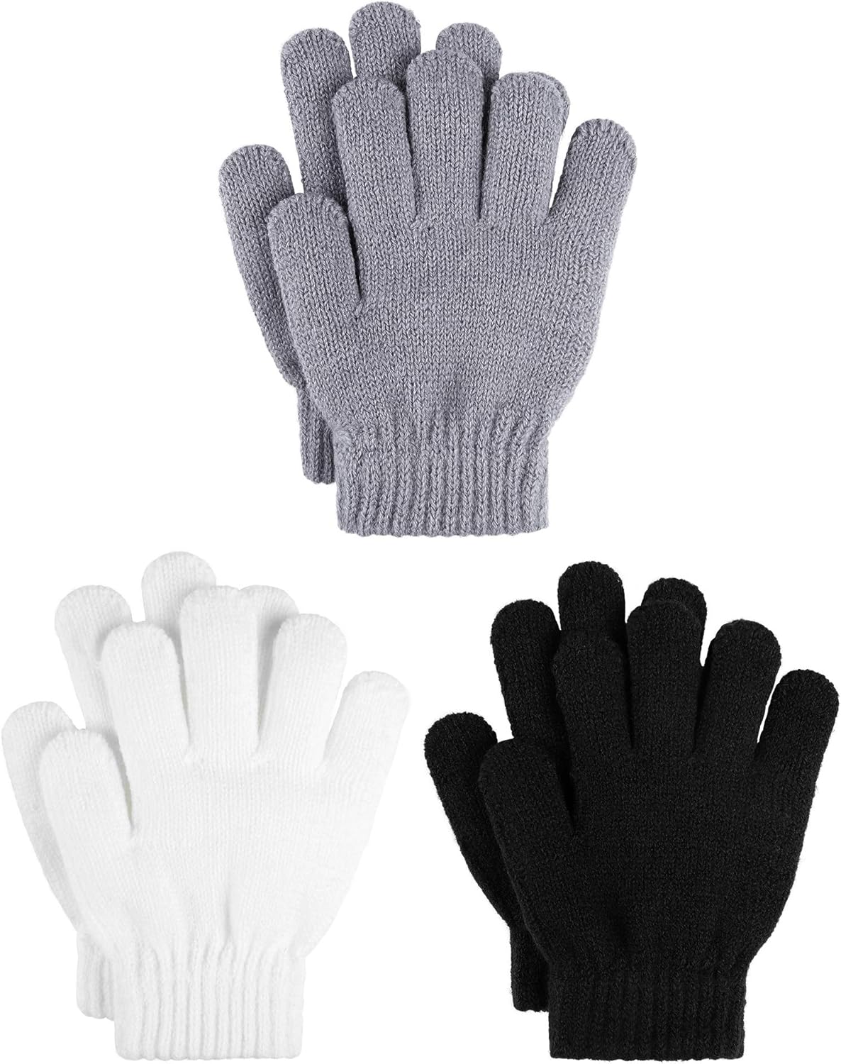 Cooraby 3 Pairs Kid's Winter Gloves Thick Cashmere Warm Knitted Gloves Children Cold Weather Gloves: Clothing, Shoes & Jewelry