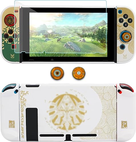 FUNDIARY Funda protectora para Nintendo Switch con diseño de Zelda Tears of The Kingdom, paquete de accesorios a prueba de golpes para empuñaduras