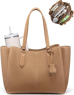 LOVEVOOK Laptop Tote Bag for Women 15.6 In Work Bags with Triple Compartments Large Faux Leather Computer Office Briefcase