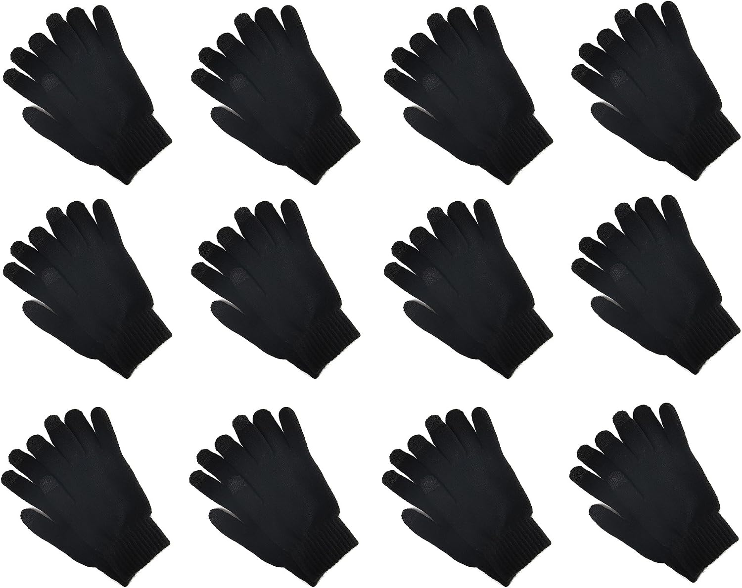 Gelante 6-12 Pairs Adult Winter Knitted Magic Stretch Gloves