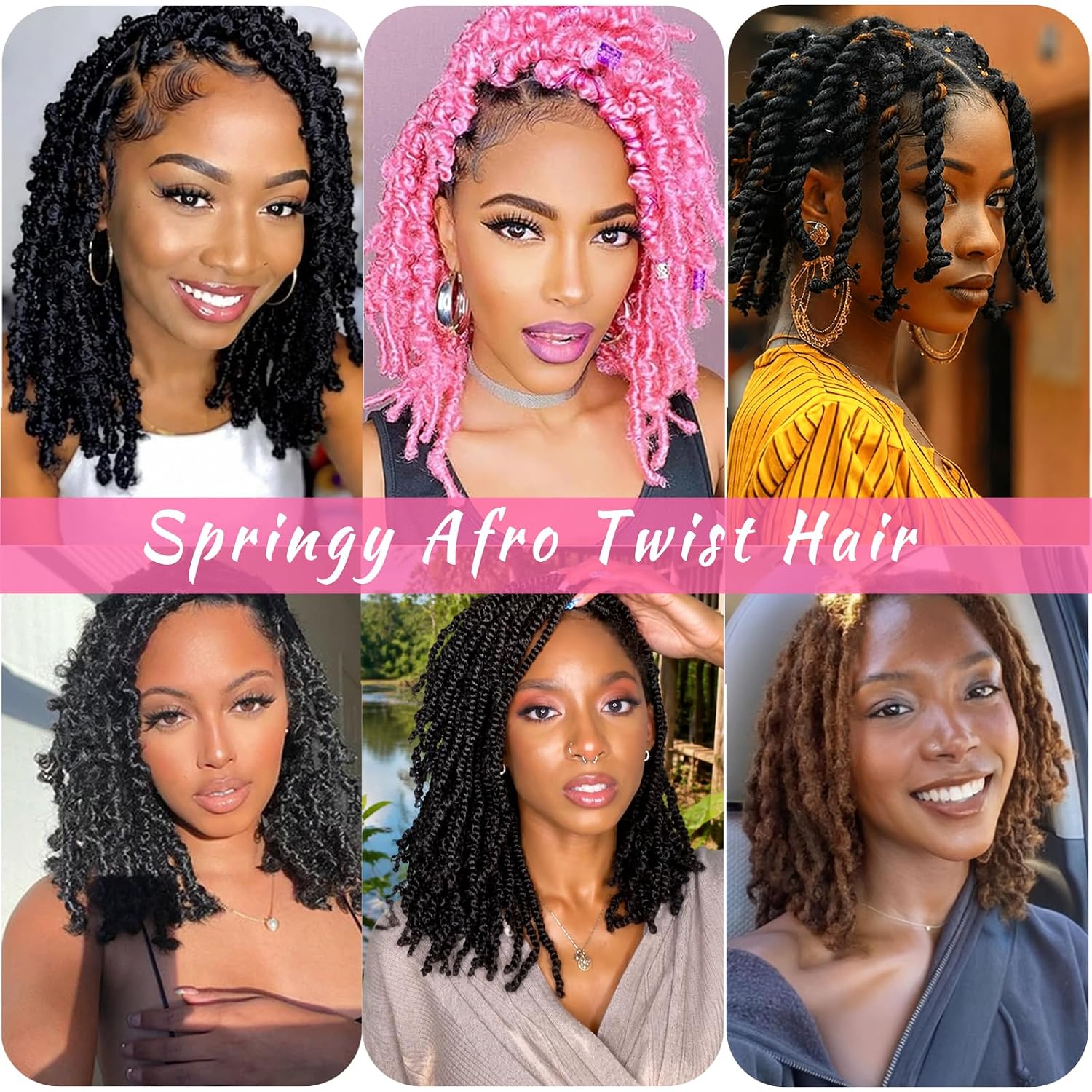 Marley Twist Braiding Hair Afro Twist Hair 18 Inch 8 Packs Pre-Fluffed Springy Afro Twist Hair for Soft Locs Butterfly Locs Faux Locs Spring Twist (#1B/30, 18 Inch (Pack of 8))