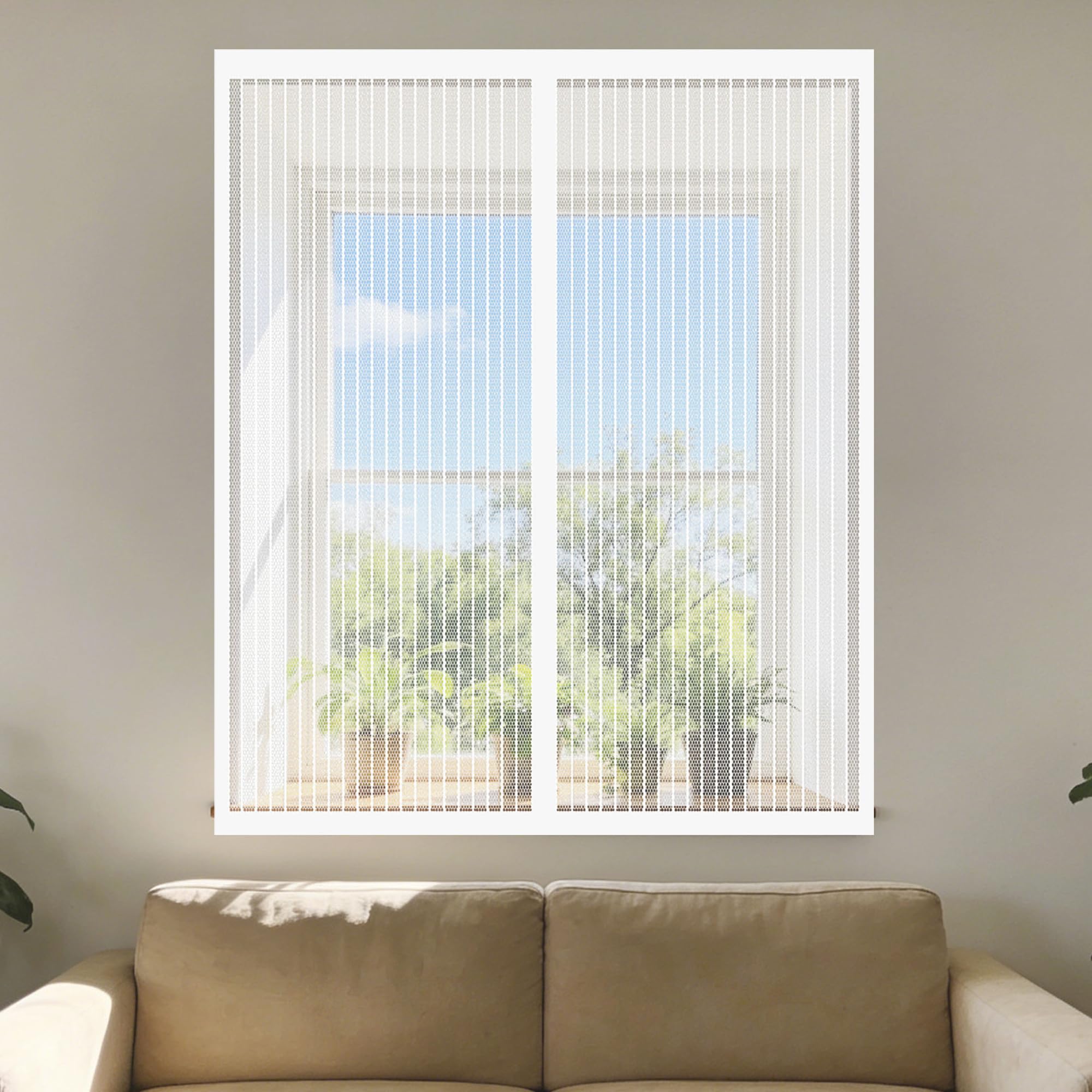Magnetic Net Window 175 x 95 cm Selfadhesive Tape Window Fly Net Fine Mesh Design Prevents Tiny Insects from Entering for Living Room Bedroom Offfice, White
