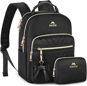 MATEIN Mini Backpack for Women, Waterproof Stylish Daypack | Purse Shoulder Bag, Lightweight Small Casual Daily Travel Backpack , Lady Girls Gifts for Work, 2pcs Sets, Black