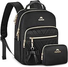 MATEIN Women's Stylish Casual Daypack Small Backpack with USB Charging Port, 2 in 1 Set Travel Waterproof Anti-Theft for Work School Shoulder Strap Fashion and Lightweight, Black