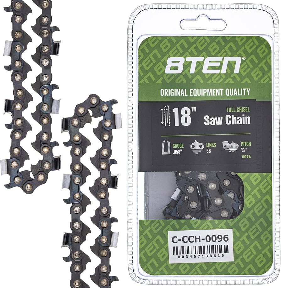 Amazon.com: 8TEN Full Chisel Chainsaw Chain 18 Inch .058 3/8 68DL