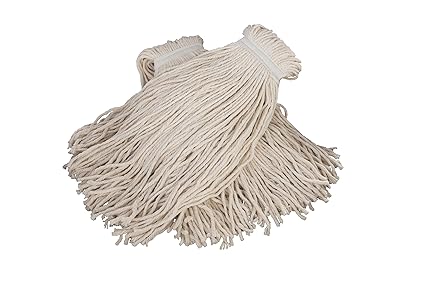 Quickie Traditional Wet Mop Head Replacement, 32-Ounce, 2-Pack, White, Heavy Duty Cotton Mop for Floor Cleaning