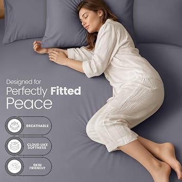 Utopia Bedding Double Fitted Sheet with Standard Pillow cases, Grey