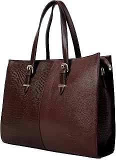E L Echelon Leathers Women's Tote Bag | Fits Up to 15 inch Laptop | Adjustable & Detachable Sling Strap | Full-Size Office... Price In India