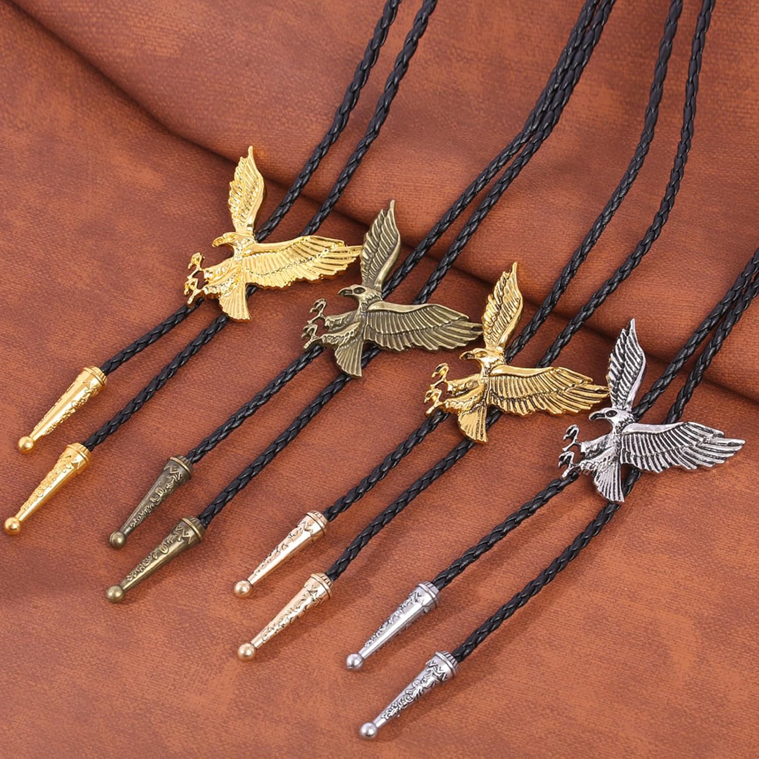 Adjustable Bolo Tie Western Cowboy Necktie for Men Women BAYAJIAZe Necklace Vintage Shirts Relief Eagle Buckle Pendant