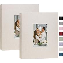 Photo Album 8x10, Pack of 2 Linen Picture Book, 26-Page Album Holds 52 Photos Art Presentation Folder for Picture or Certificates Storage