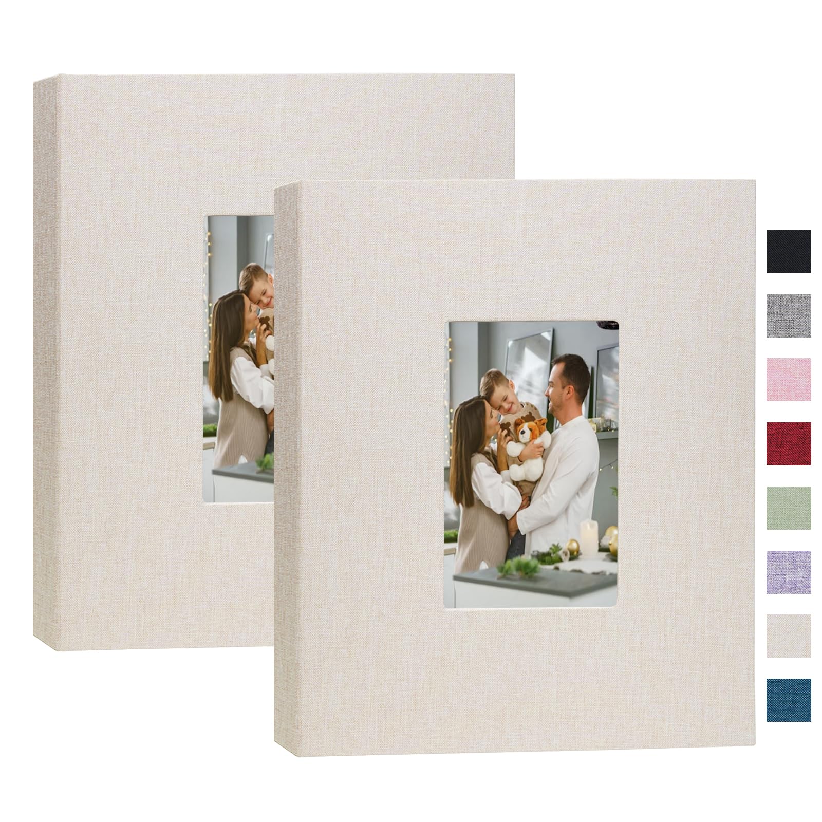 Lot de 2 albums photo en lin de 20,3 x 25,4 cm, album de 26 pages pouvant contenir 52 photos, dossier de présentation artistique pour photos ou certificats