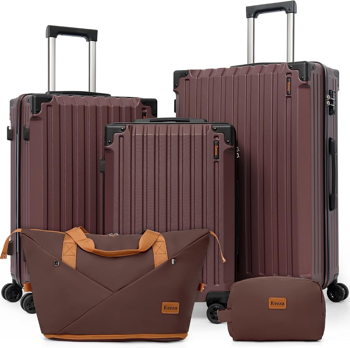 Luggage Sets 5 Piece,Lightweight Durable Hardshell,20/24/28 Inch,Burgundy