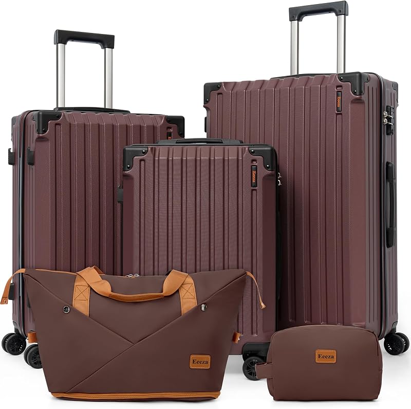 Luggage Sets 5 Piece,Lightweight Durable Hardshell,20/24/28 Inch,Burgundy