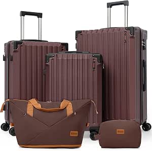 Eeeza 5-Piece Luggage Set, Lightweight Durable Hardshell, 20/24/28 Inch