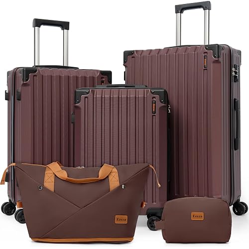 Luggage Sets 5 Piece，Hardside Luggage with Spinner Wheels, Lightweight ABS Hard Shell Travel Luggage with TSA Lock for Family Trips, Business,Vacation