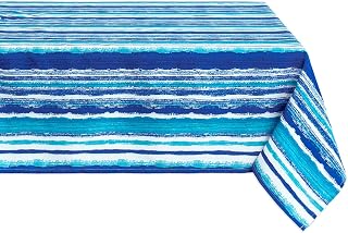 YiHomer Indoor Outdoor Tabletop for Spring Summer Decorations, Picnics and Dinner Parties - Stain and Water Resistant, Crayon Art (Ocean), Tablecloth, 60 x 84 Rectangle