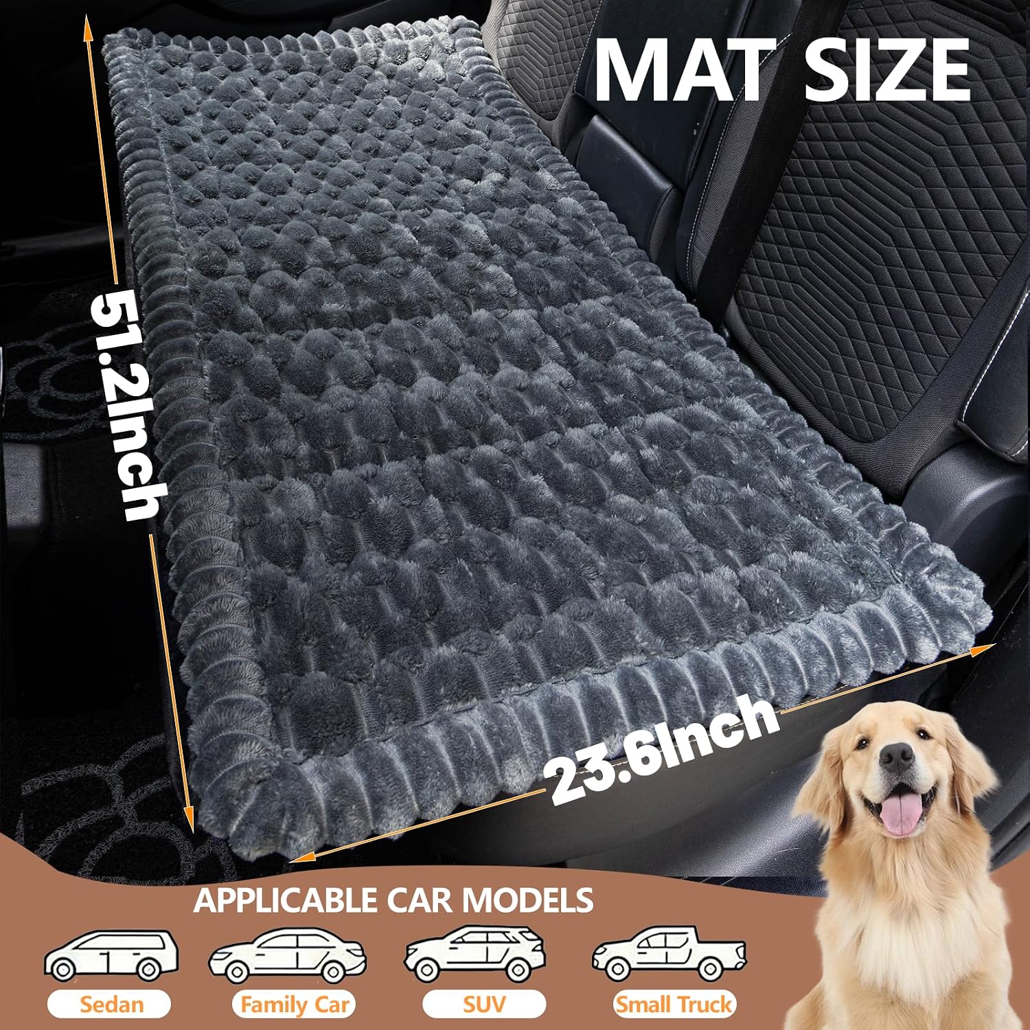 Dog Bed for Car Back Seat, Waterproof Dog Blanket for Car, Dark Grey image 3