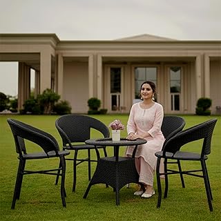 Corazzin Garden Patio Seating Chair and Table Set Outdoor Balcony Garden Coffee Table Set Furniture with 1 Table and 4 Cha...