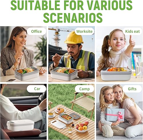 Miniatura 9 de Fiambrera eléctrica inalámbrica, 14000 mAh recargable con bolsa grande para adultos, calentador de alimentos portátil autocalentable de 1 litro para