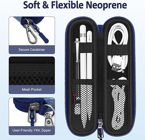 Vista 31 de Fintie Funda para Apple Pencil Pro, Apple Pencil (USB-C / 1ª / 2ª generación), bolsa de transporte de neopreno suave con cremallera para Samsung Gris