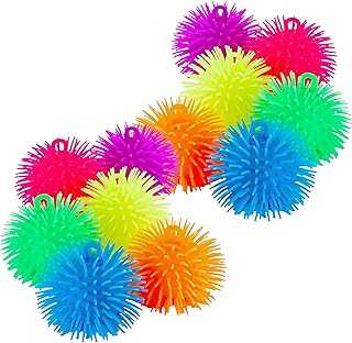 Kicko Puffer Balls - Assorted Colors, Spiky Balls for Kids, Sensory Game, Stress Relief - 5.5'' - 6 Pack