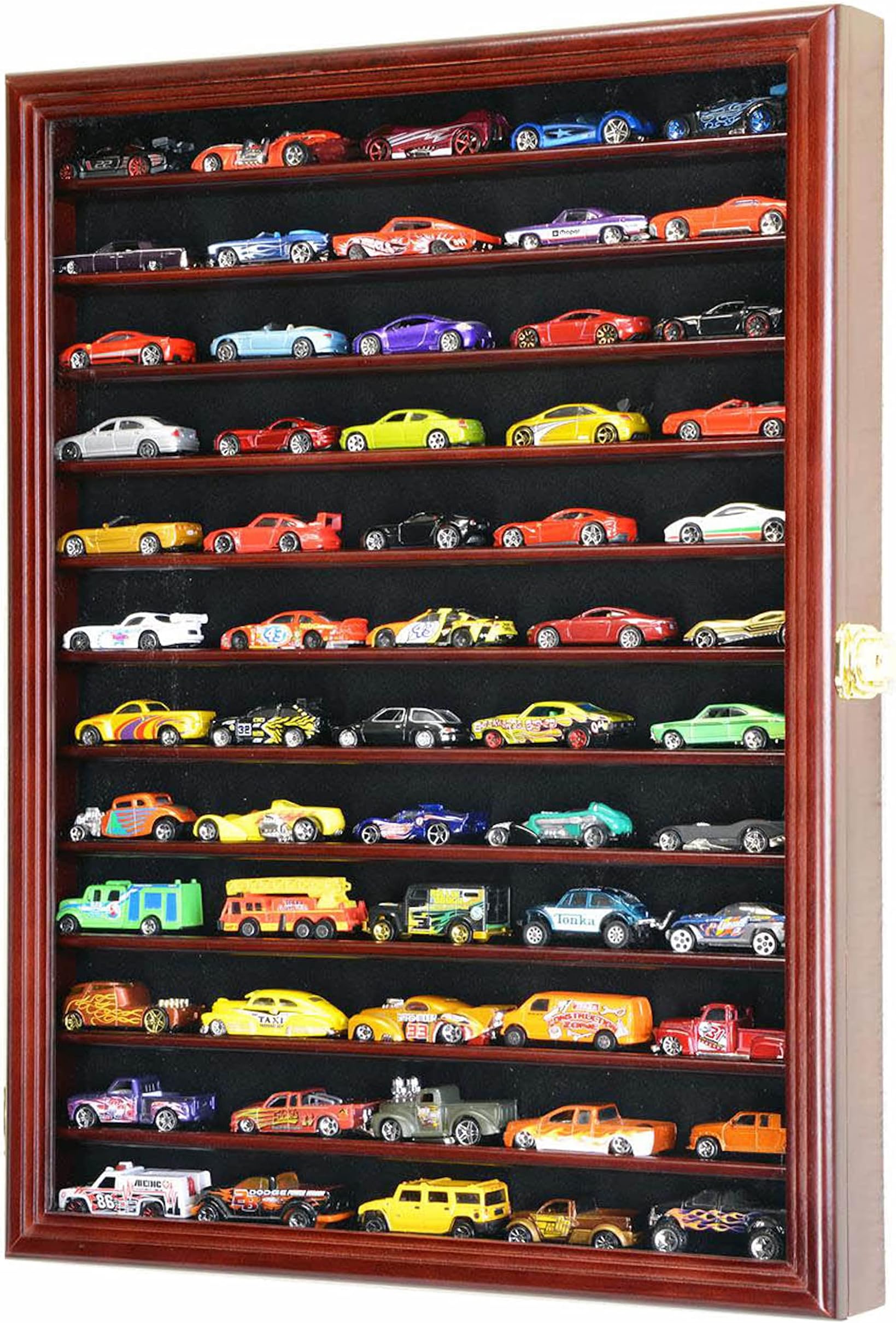 1/64 Diecast / Matchbox Model Car Display Case Cabinet Rack with Door (Cherry)